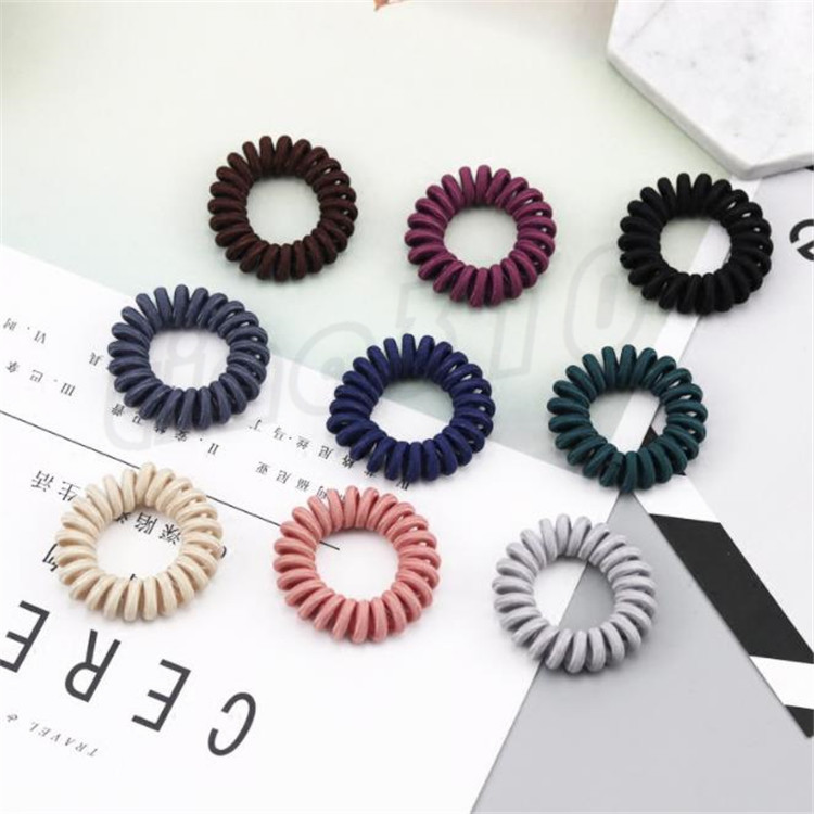 Fashion girl tie hair thin hair rope Ponytail Elastic Phone Cord Line Hair circle Fabric Telephone Wire head Band T9I00266