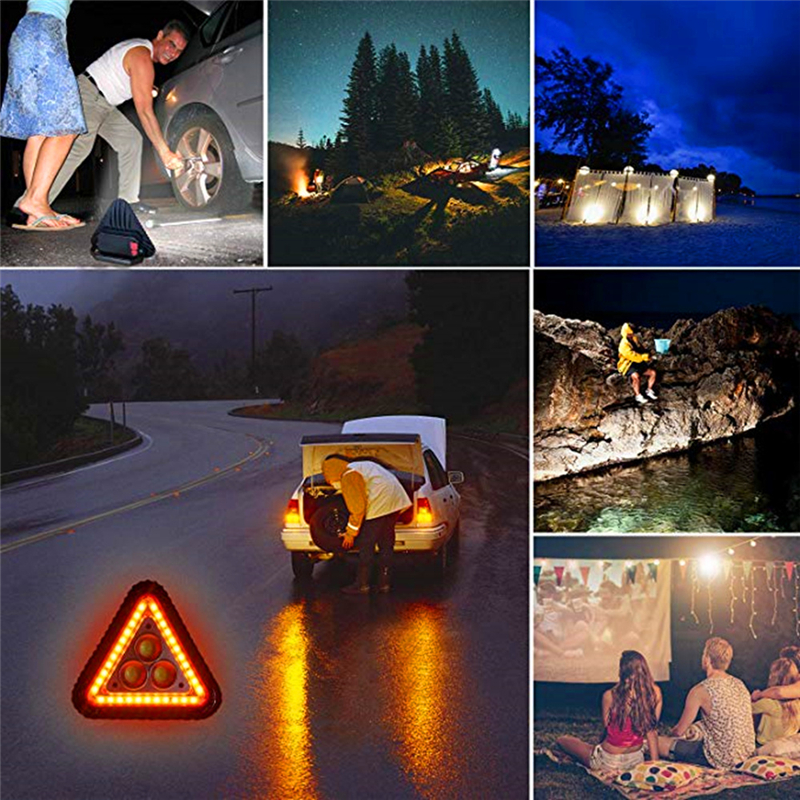 3COB Triangle Emergency Warning Light Multi-Function Portable Outdoor Camping Lamp with Hook Mining Lamp Work and Maintenance Light
