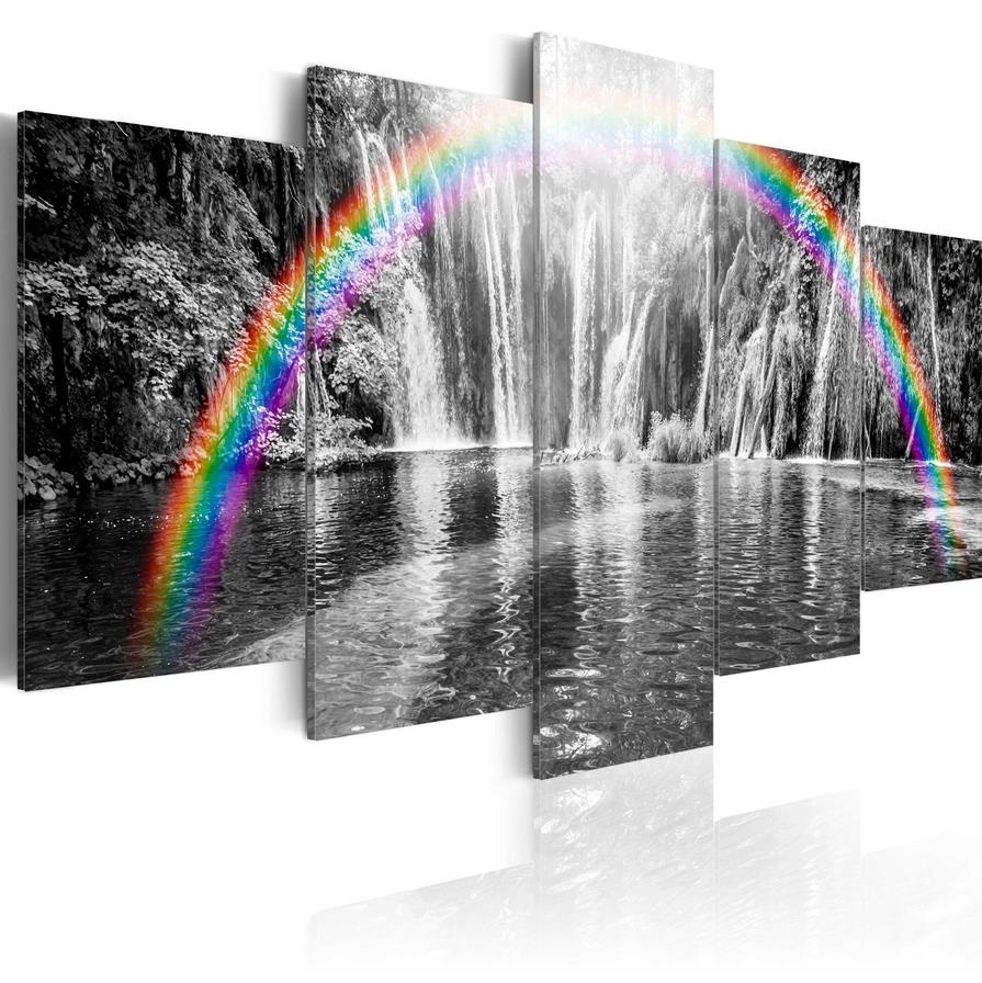 Canvas Print Modern Fashion Decoration Landscape Waterfall Rainbow, ,Choose Color And Size(Unframed, Only Print)