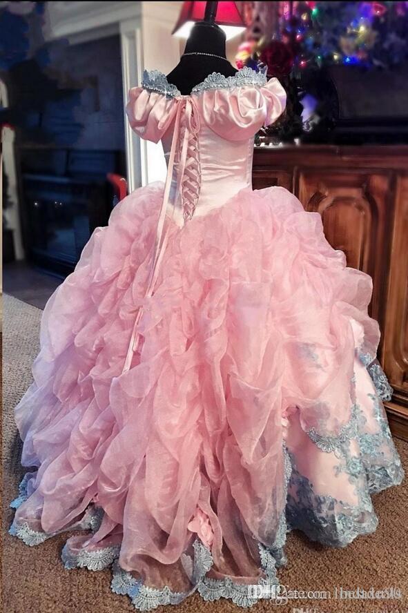 Sweet Off-shoulder Neck Flower Girl Dresses Special Occasion For Weddings Floor Length Girls Pageant Dress Appliques First Communion Dress