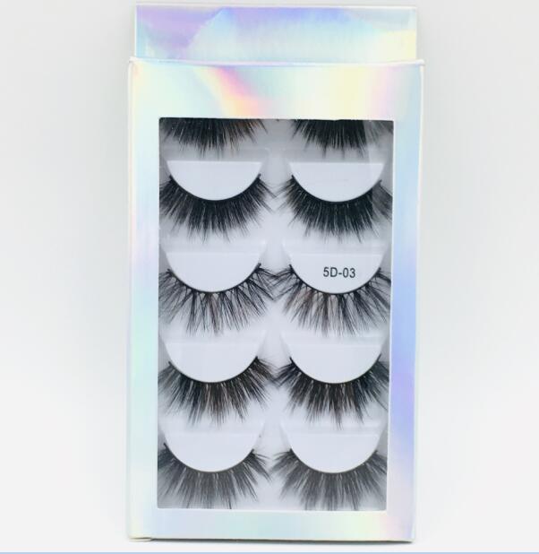 Laser Packaging 5 Pairs mink lashes set handmade reusable false eyelashes makeup accessories thick natural long 6 models available DHL Free