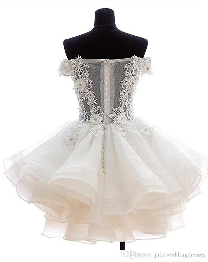 2019 New Cheap Lace Appliques Organza Short Prom Homecoming Dresses Plus Size Beaded Crystals Graduation Gown Cocktail Party Gown QC1399
