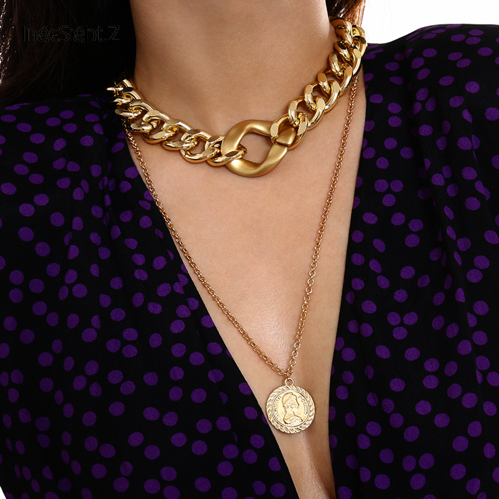 Punk Multi Layered Curb Cuban Chunky Thick Choker Necklace Statement Carved Coin Pendant Necklaces For Women Jewelry
Punk Multi Layered Curb Cuban Chunky Thick Choker Necklace Statement Carved Coin Pendant Necklaces For Women Jewelry