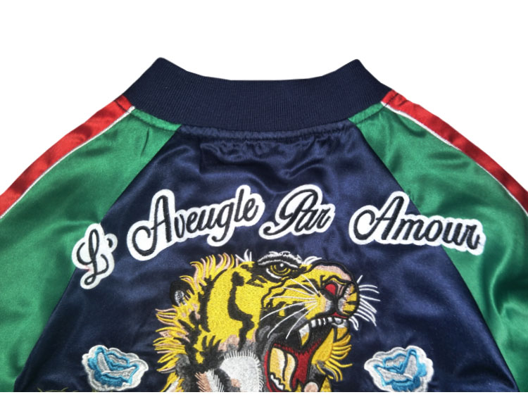 2023 Autumn Women Bomber Jacket Coat Reversible Baseball Jackets Sukajan Vintage Tiger Head Embroidered Winter Pilots Outerwear