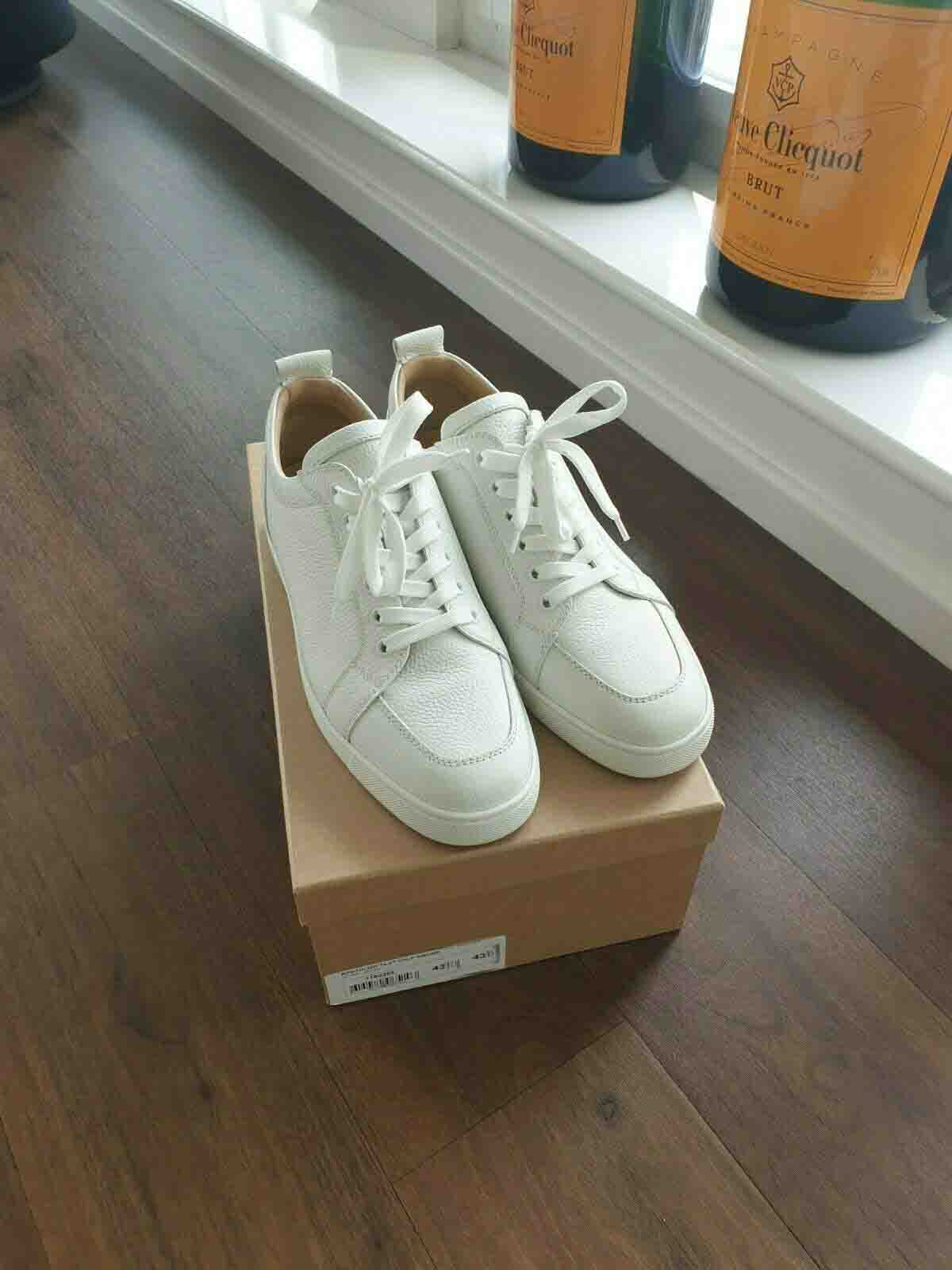 Men's Low Cut Shoes Sneaker Red Bottom Leather Sneakers,White Black Beige Grain…