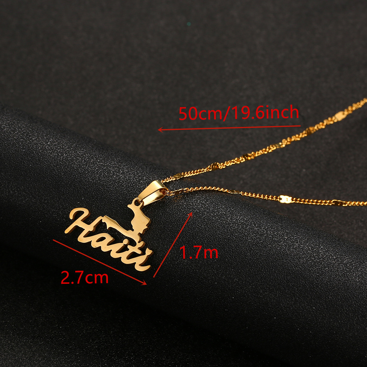 Stainless Steel Trendy Haiti Map Pendant Necklace Women Girls Ayiti Maps Party Haiti Chain Jewelry