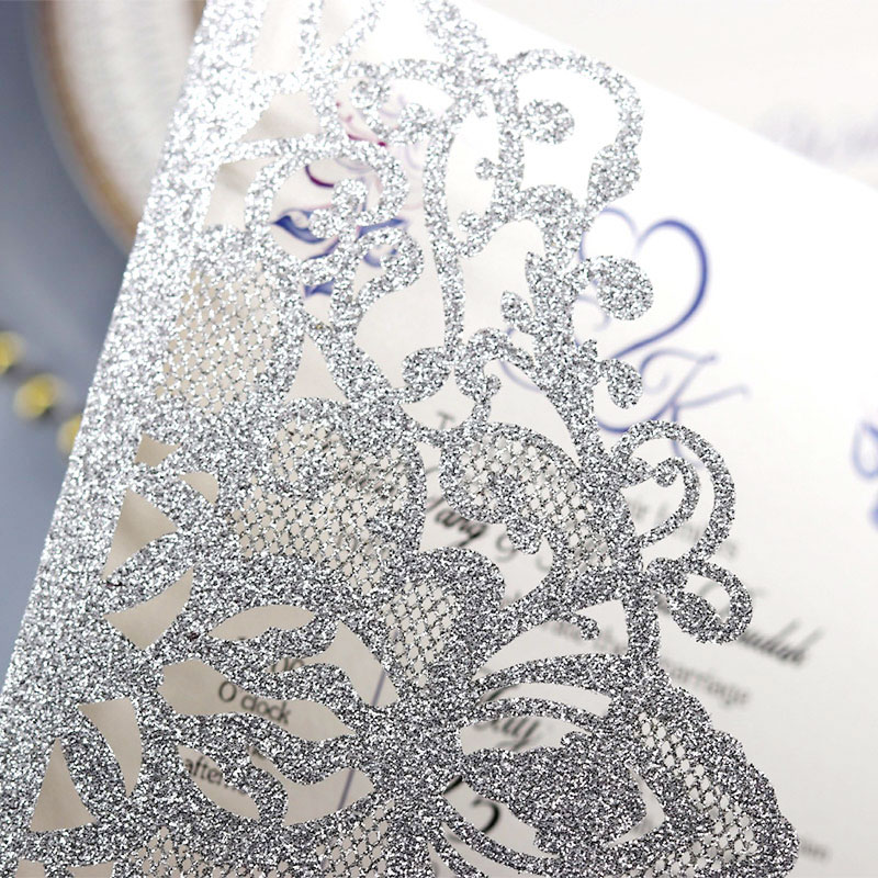10pcs/set Laser Cut Wedding Invitations Card Elegant Lace Favor Rose Gold Silver Business Cards Wedding Party Decor Supplies