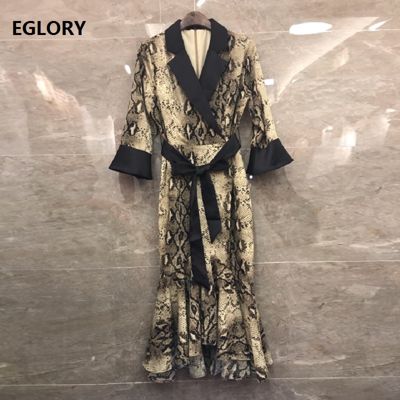 High Quality Runway Dress 2019 Spring Summer Fashion Party Mermaid Dress Women Notched Collar Sexy Wild Snake Print Belts, As pic
High Quality Runway Dress 2019 Spring Summer Fashion Party Mermaid Dress Women Notched Collar Sexy Wild Snake Print Belts, As pic