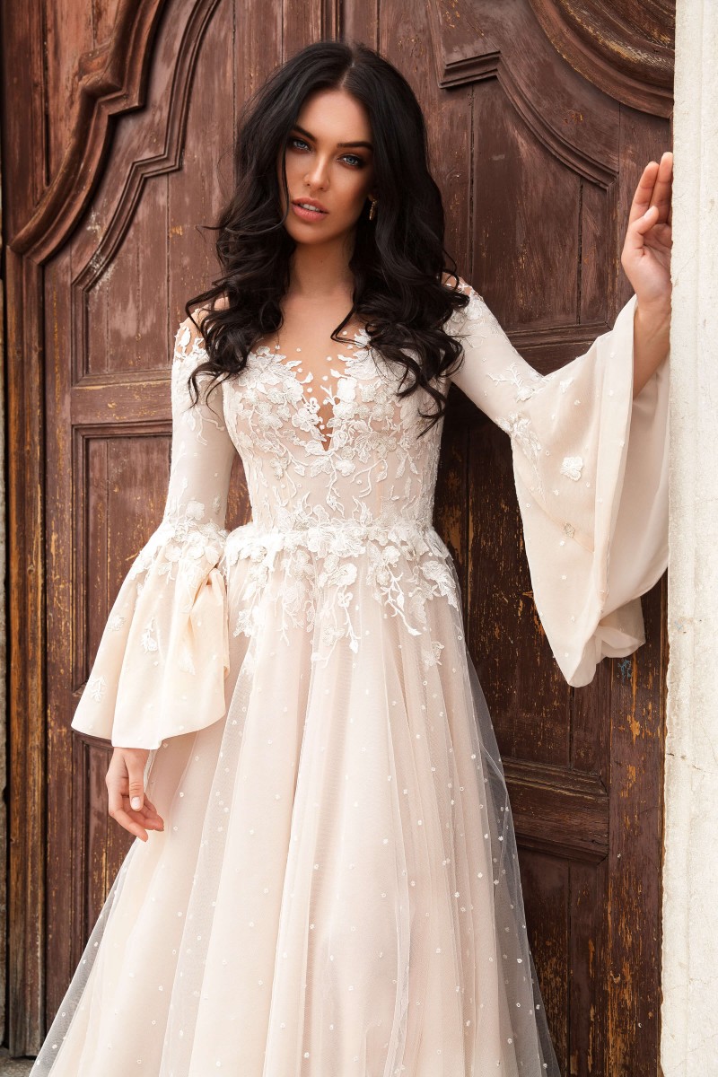 Innocentia A Line Wedding Dresses Lace Princess Bridal Gowns Long Sleeves Fairy Boho Wedding Dress Cheap vestido de novia