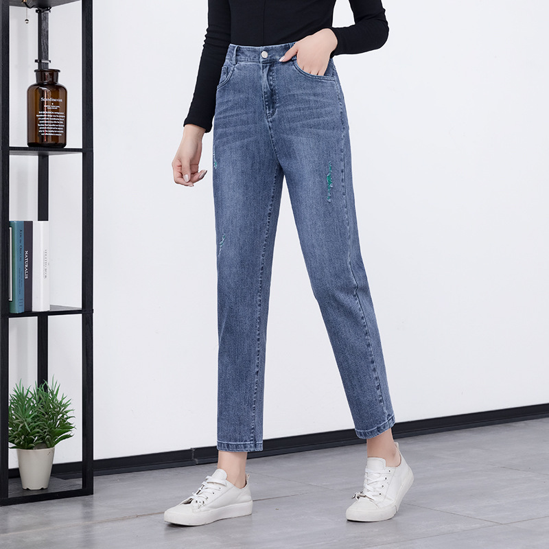 Spring/summer 2020 green hole, han edition high waist jeans female haroun pants nine feet pants 20315
Spring/summer 2020 green hole, han edition high waist jeans female haroun pants nine feet pants 20315
