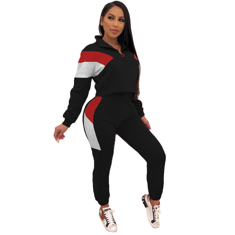 Spot Pants European-style spring and summer fashion casual street lapel long-sleeved zipper trousers suit support mixed batch