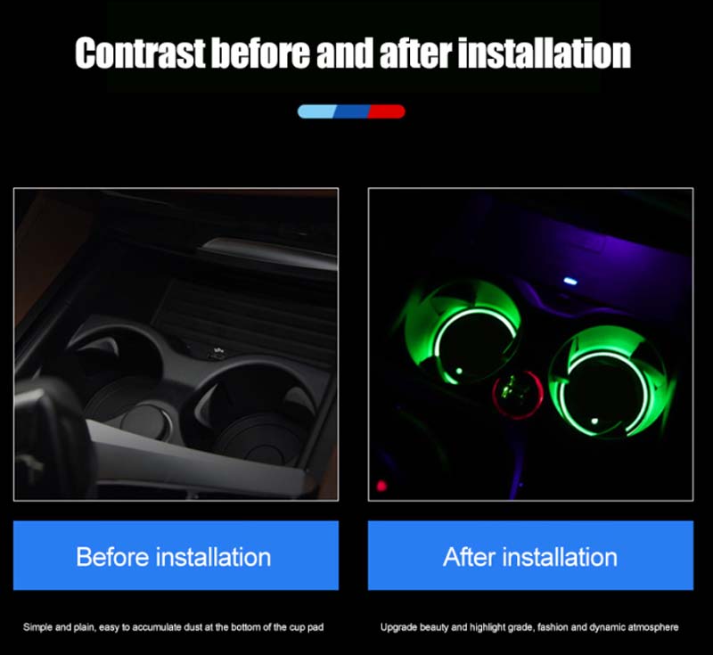 LED Car Cup Mat Atmosphere Lights for All Cars RGB USB Charging Cups Pad Interior Atmosphere-Lamp