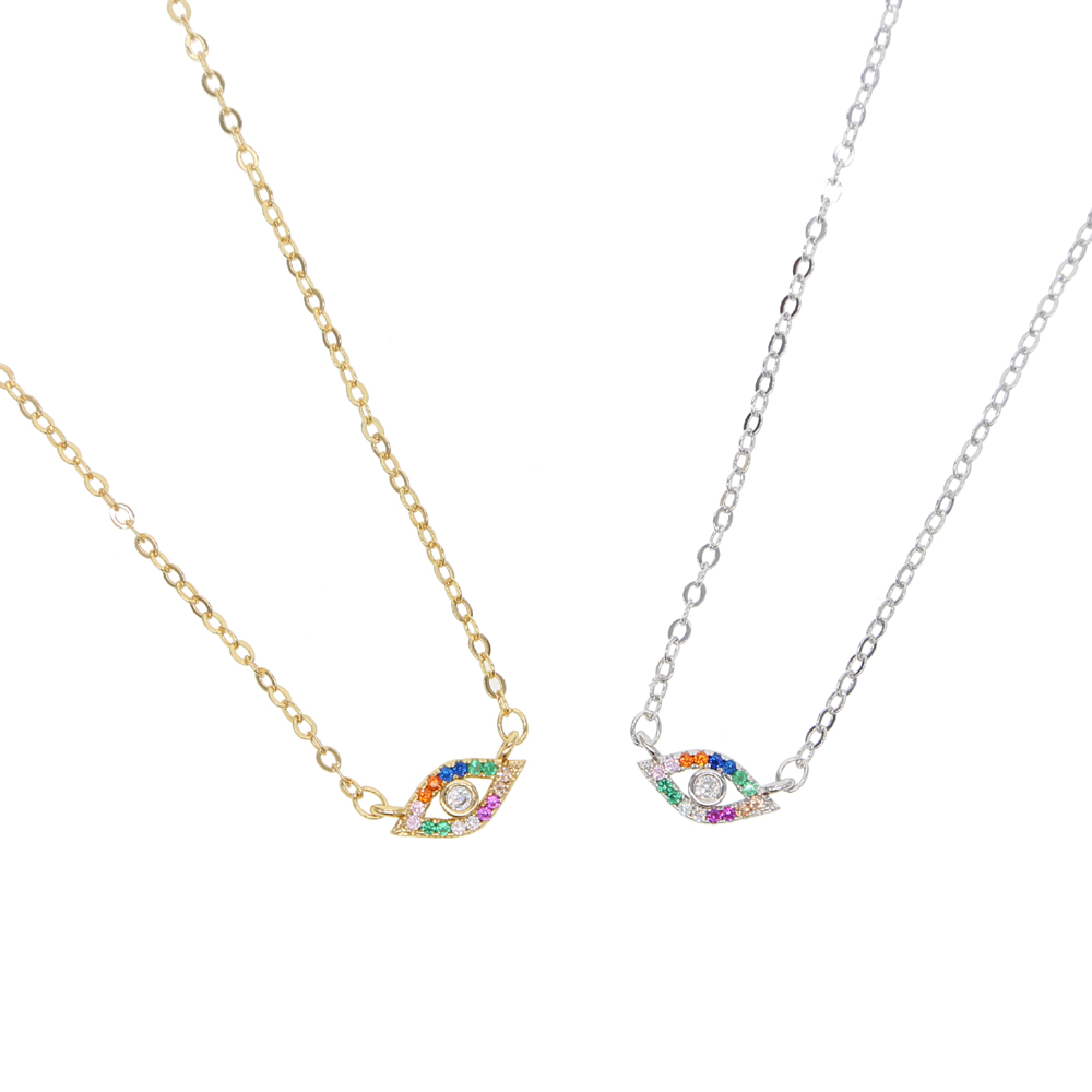 Gold silver plated high quality women jewelry cute lovely turkish evil eye charm necklace