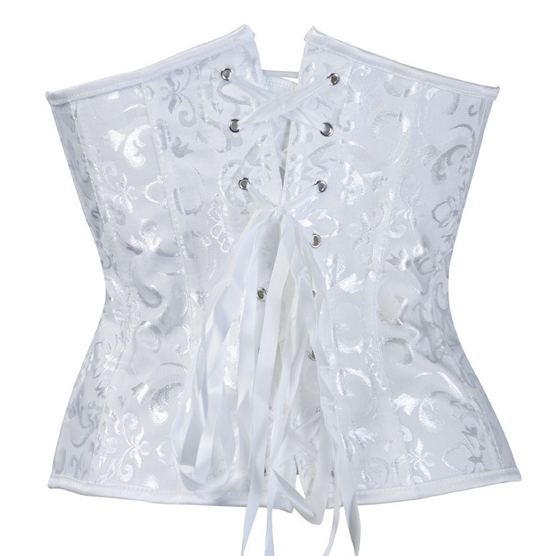 Women Black Corset Top 12pcs Steel Boned Brocade Jacquard Underbust Padded Lace-up Waist Train Corset Slim Body Shaperwear Plus Size XS-6XL