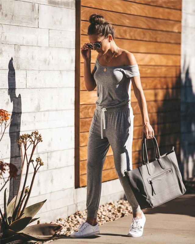 2020 Fashion Women's Off Shoulder Solid Casual Loose Playsuit Bodycon Casual Lace Up Short Sleeve Jumpsuit Romper Trousers S19, Gray
2020 Fashion Women's Off Shoulder Solid Casual Loose Playsuit Bodycon Casual Lace Up Short Sleeve Jumpsuit Romper Trousers S19, Gray