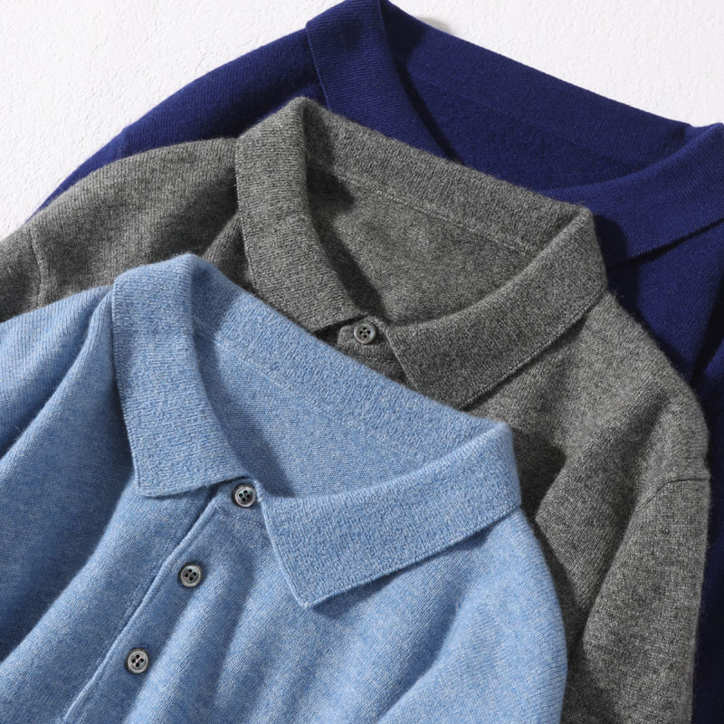 Winter & Autumn Soft Sweaters for man Clothes 100% Cashmere Knit Polo-Neck Pullovers 7Colors Men Jumpers MX191214