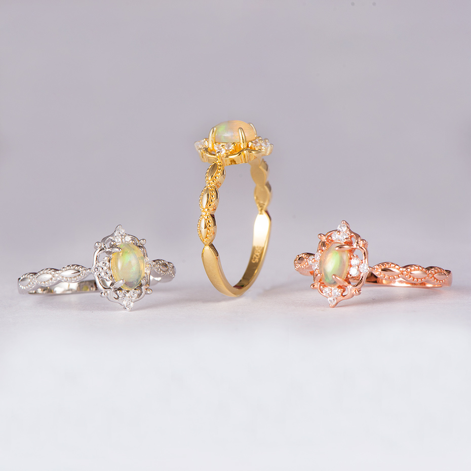 Kuololit Natural Opal Gemstone Rings For Women 925 Sterling Silver Fire Stone Yellow Color Ring Wedding Engagement Fine Jewelry Y19051602