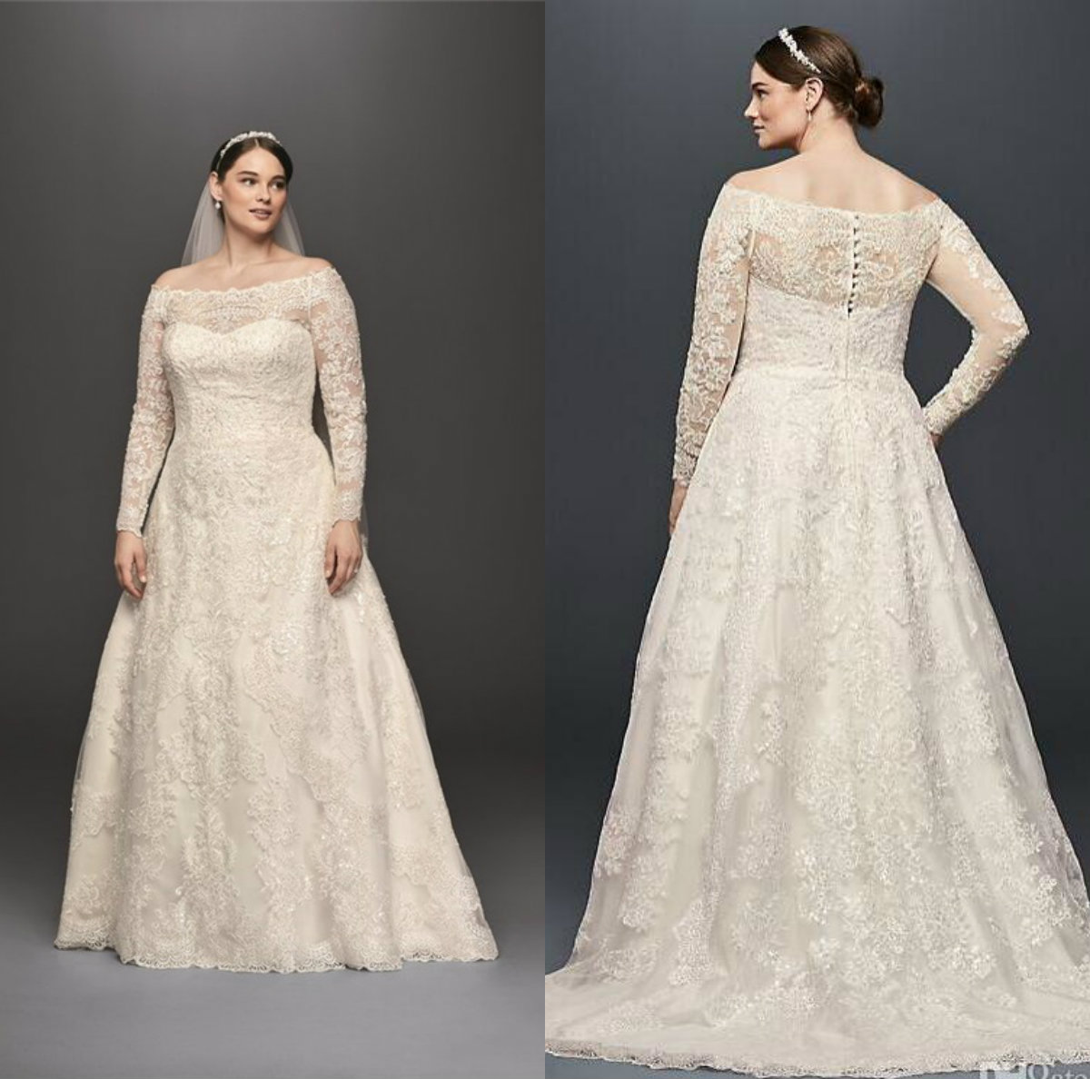 Plus Size Wedding Dresses Bridal Gowns Lace Appliques Beads A Line Robe De Mariee Custom Made Off The Shoulder Long Sleeve Wedding Gowns