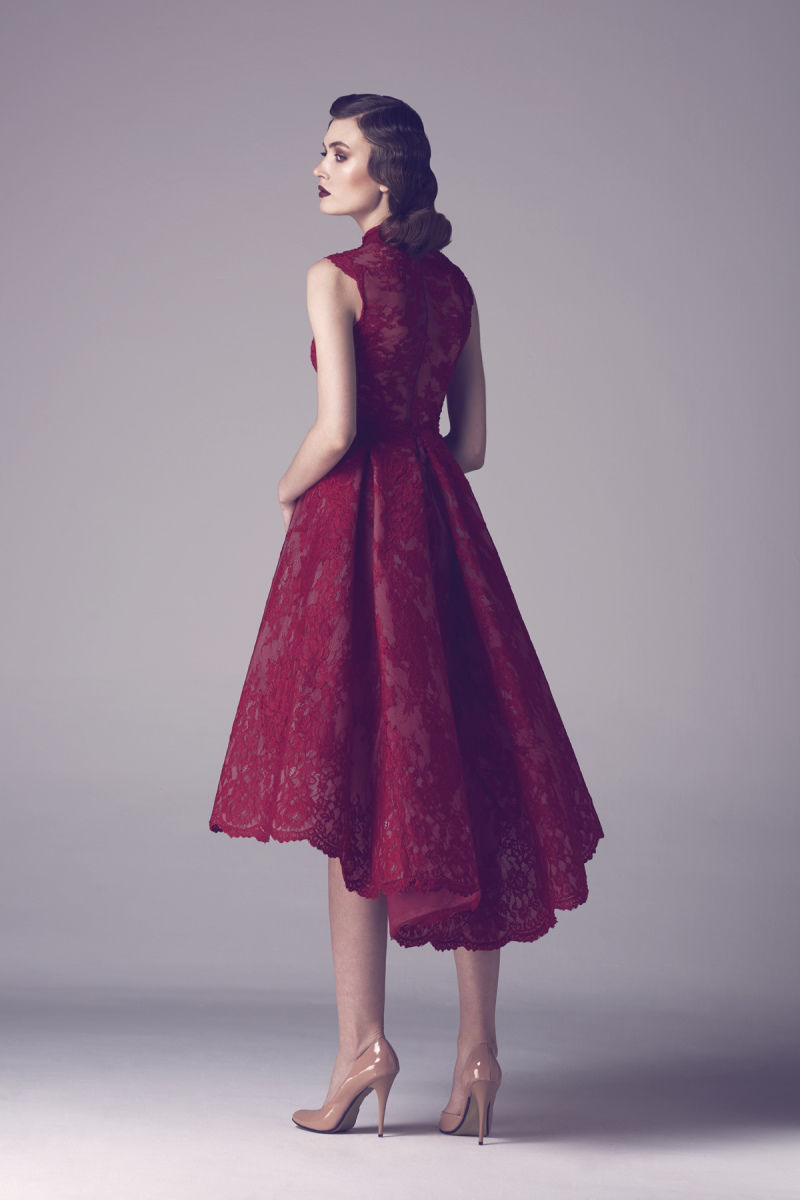 Dark Red Short Prom Dresses 2019 Popular Hi Lo Lace Designer Homecoming Cocktail Party Dresses Fadwa Baalbaki Formal Evening Gowns Cheap