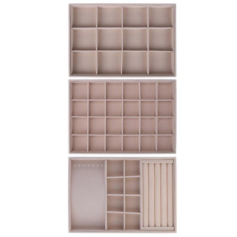Fleece Jewelry Box Plate Jewelry Display Earring Holder Ring Necklace Display Tray Stand Organizer Box Case Display Storage C19021601