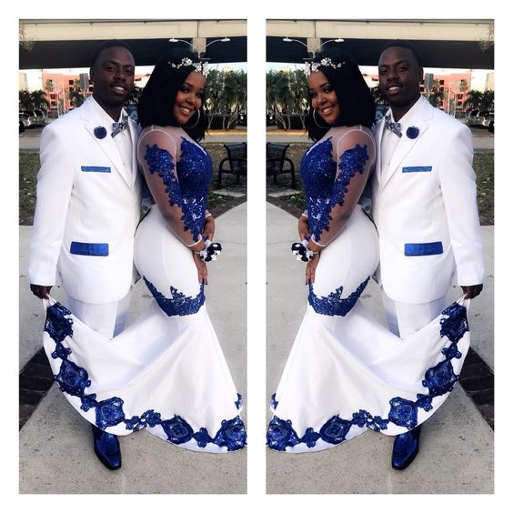 New White Satin Royal Blue Lace Aso Ebi African Prom Dresses Long Illusion Sleeves Applique Evening Formal Gowns Pageant Celebrity Dress
New White Satin Royal Blue Lace Aso Ebi African Prom Dresses Long Illusion Sleeves Applique Evening Formal Gowns Pageant Celebrity Dress