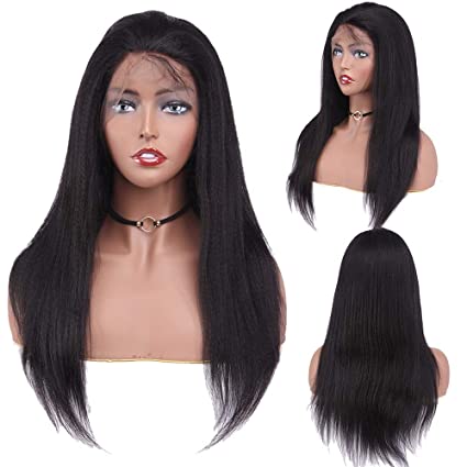 Light Yaki Straight Lace Front Human Hair Wig Pre Plucked Remy Human Hair Deep Part Lace Front Wig With Baby Hair 130%