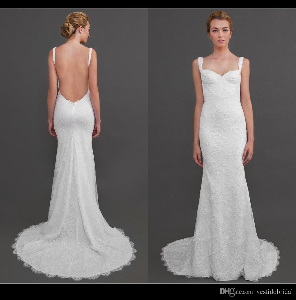 2017 Vintage Katie May Lace Wedding Dresses Spaghetti Strap Sexy Open Back Court Train Spring Summer Beach Garden Sienna Gown Bridal 2016 XP