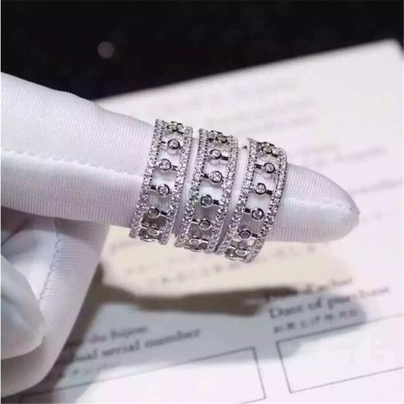 Classical Luxury Jewelry Real 925 Sterling Silver Full White Topaz CZ Diamond Pepper Party Gemstones Eternity Women Wedding Band Ring Gift