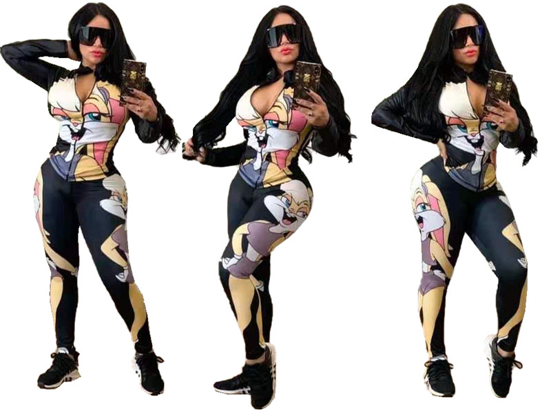 Women cartoon priting outfits plus size tracksuit fashion jacket top+Pants casual Sweatsuit lovely print sportswear long sleeve suit 2232, Mix color 
Women cartoon priting outfits plus size tracksuit fashion jacket top+Pants casual Sweatsuit lovely print sportswear long sleeve suit 2232, Mix color