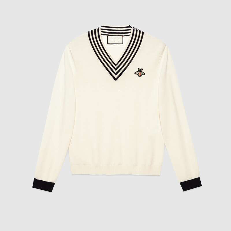 Fashion Autumn Winter Sweater Men Women Embroidery Knit Sweater Female Pullover Striped V-neck Sweater Women Jumpers ggitys