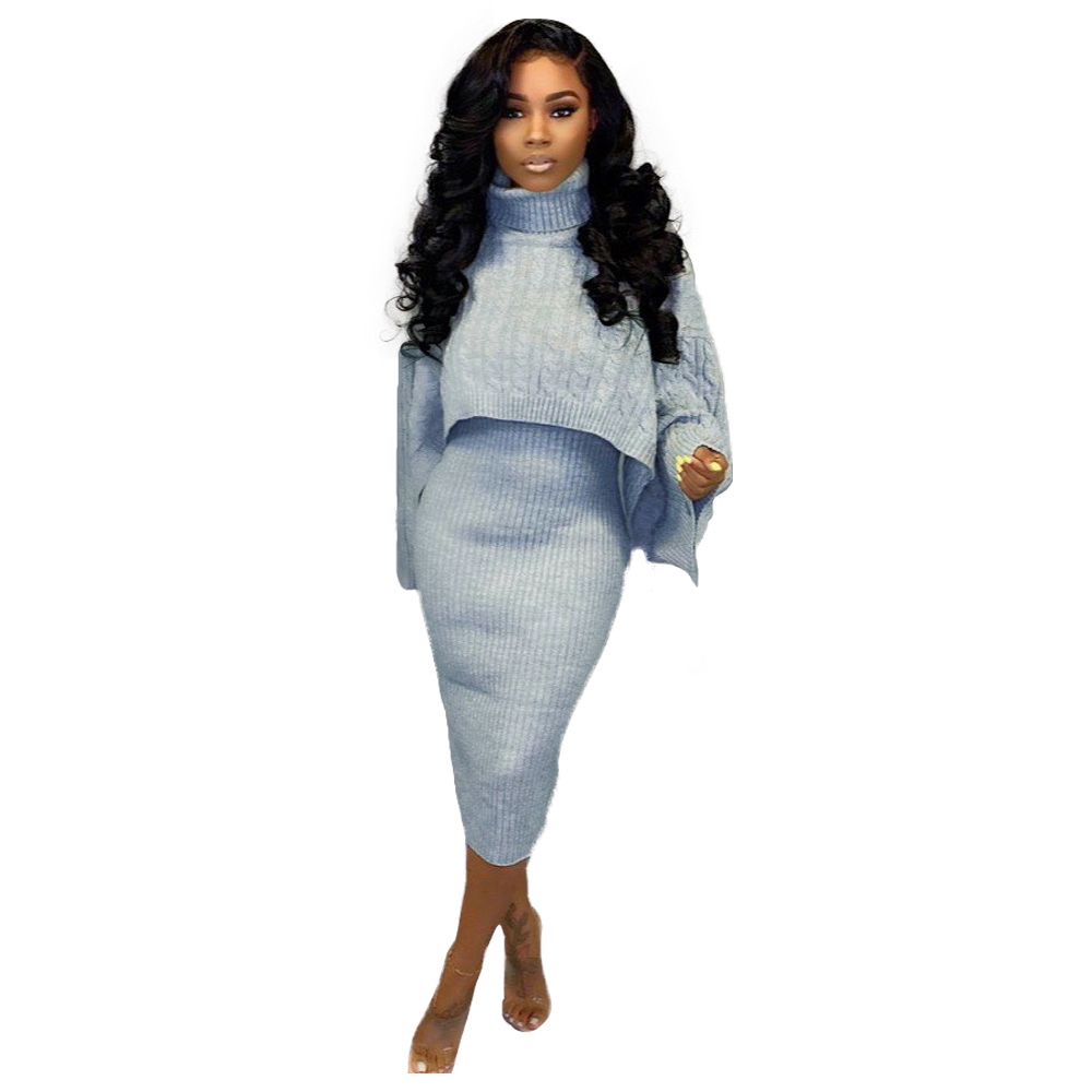 Women Two Piece Sets Dress Outfits Turtleneck Crop Sweater with Tank Bodycon Midi Dress Sweater Suit Set, Black
Women Two Piece Sets Dress Outfits Turtleneck Crop Sweater with Tank Bodycon Midi Dress Sweater Suit Set, Black