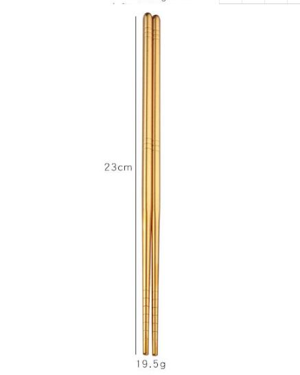Glossy Stainless steel Gold-plated Chopsticks Rose Gold Rainbow Square Chopsticks Colorful Stainless Steel Chopsticks