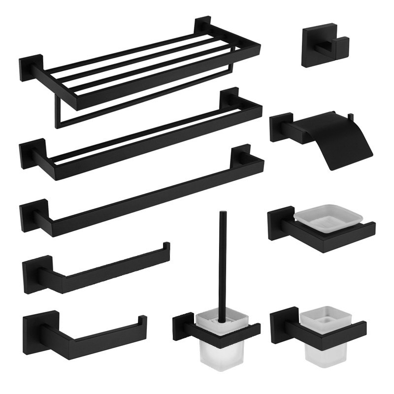 Black 304 Stainless Steel Towel Rack Toilet Brush Paper Holder Soap dispenser Towel Bar hook Bathroom Hardware Set
Black 304 Stainless Steel Towel Rack Toilet Brush Paper Holder Soap dispenser Towel Bar hook Bathroom Hardware Set