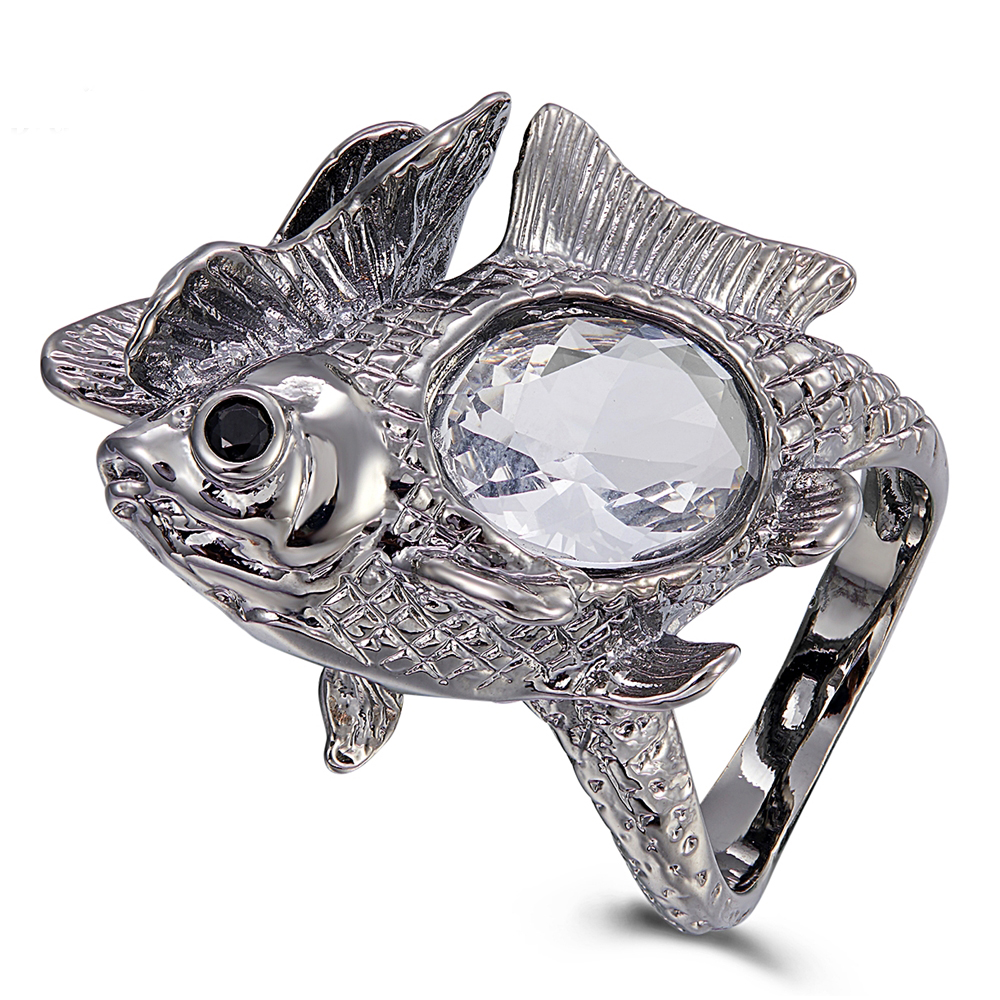 Cool Fish design Ring Big Oval zirconia stone Jewellery Gun black plated Large Finger Rings for Party Jewelry
Cool Fish design Ring Big Oval zirconia stone Jewellery Gun black plated Large Finger Rings for Party Jewelry