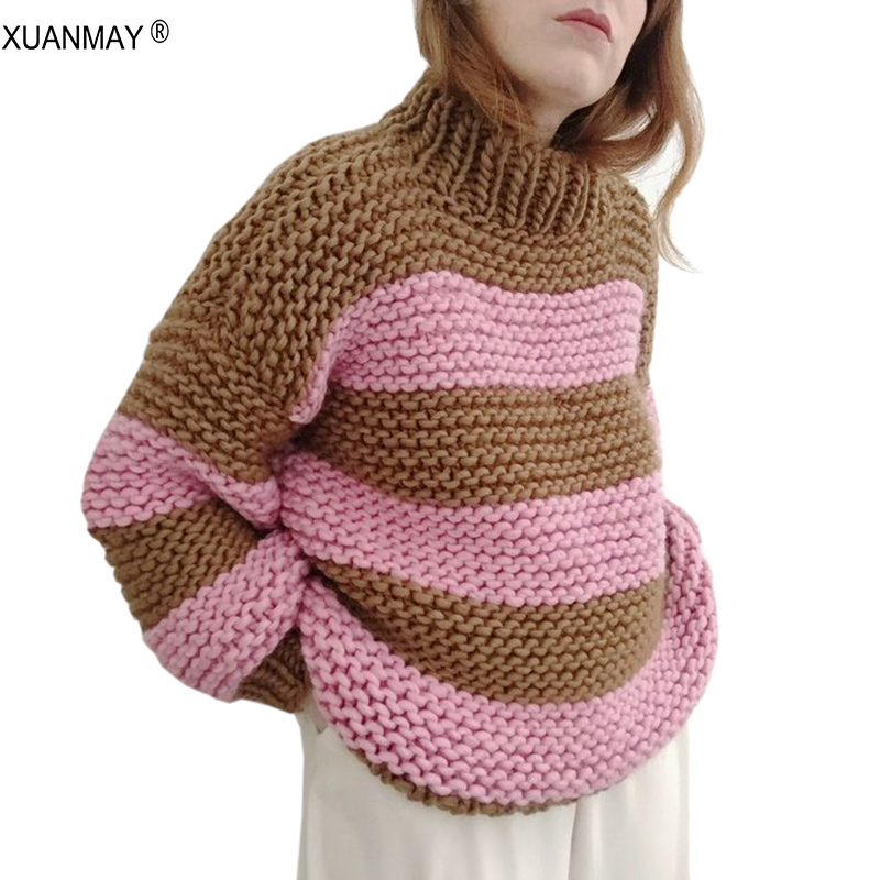 Winter 2020 Women Thickened Turtleneck Sweater Large size 4XL Pure hand woven Sweater Soft Warm ladies Winter Striped, Yellow
Winter 2020 Women Thickened Turtleneck Sweater Large size 4XL Pure hand woven Sweater Soft Warm ladies Winter Striped, Yellow