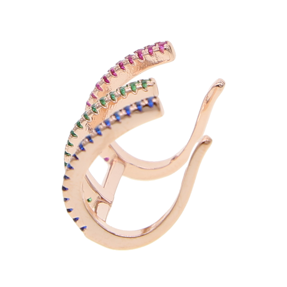 rose gold plated 3 colors cz circle clip on earrings fashion women chic jewelry no piercing ear cuff