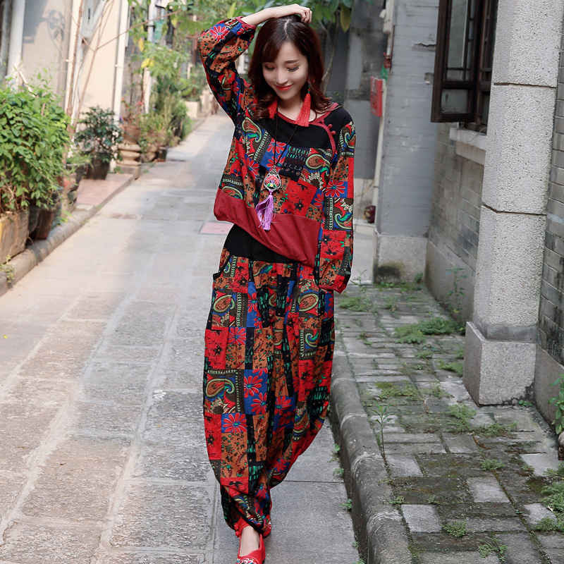 Women Crop Top And Pant Set Spring Autumn Women Suits Cotton Linen Two Piece Set Floral Print Clothing Size -XL, Red
Women Crop Top And Pant Set Spring Autumn Women Suits Cotton Linen Two Piece Set Floral Print Clothing Size -XL, Red