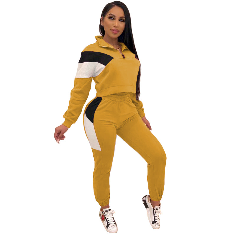 Spot Pants European-style spring and summer fashion casual street lapel long-sleeved zipper trousers suit support mixed batch