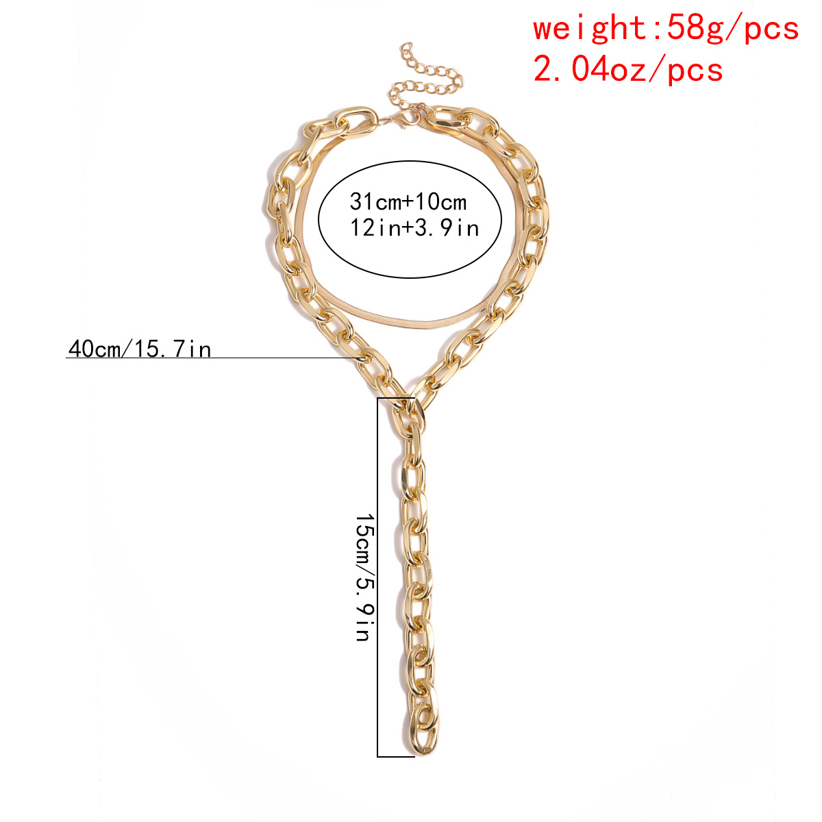 Fashion- Necklaces for Punk Girl Alloy Punk Style Snake bone chain Y-shaped tassel chain Christmas Gift Free Shipping