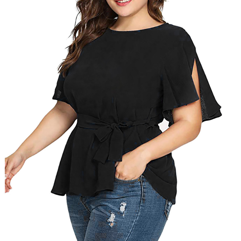 Summer 5XL Plus Size Women Blouses Solid Color Belted Knot Short Sleeve Casual Round Neck Tops grote maten dames kleding #10
Summer 5XL Plus Size Women Blouses Solid Color Belted Knot Short Sleeve Casual Round Neck Tops grote maten dames kleding #10