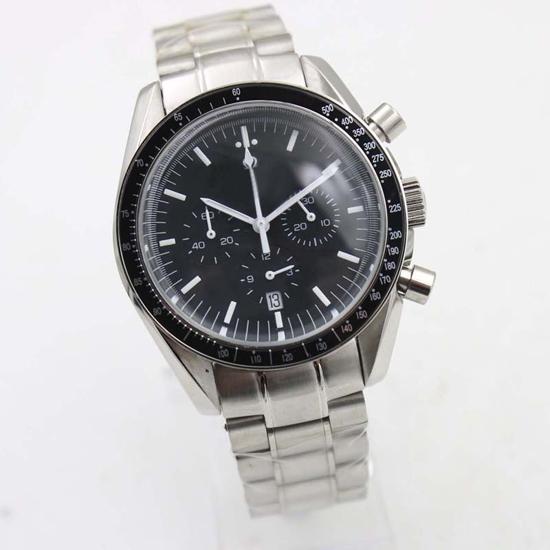 New Arrival Date Quartz Black Face Full Stainless Steel Men's Moon Speed Master Wristwatch Analog Ti3 Professional Speed Male Watch Relogio, Slivery;brown
New Arrival Date Quartz Black Face Full Stainless Steel Men's Moon Speed Master Wristwatch Analog Ti3 Professional Speed Male Watch Relogio, Slivery;brown