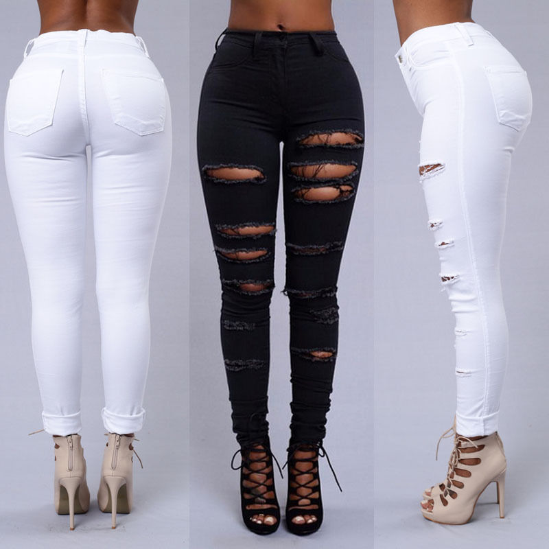 Ladies Ripped Knee Sexy Skinny Jeans Womens High Waisted Jegging Pants Black White Costume
Ladies Ripped Knee Sexy Skinny Jeans Womens High Waisted Jegging Pants Black White Costume