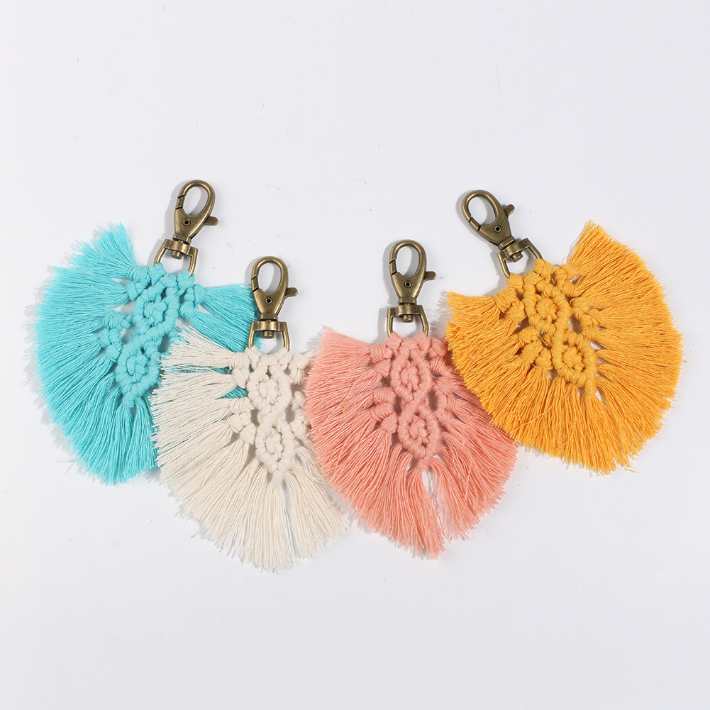 Boho Fringe Weave Cotton Macrame Keychain tassel weave 4 colors keychain keyring for bags purses clutches PENDANT, Silver
Boho Fringe Weave Cotton Macrame Keychain tassel weave 4 colors keychain keyring for bags purses clutches PENDANT, Silver