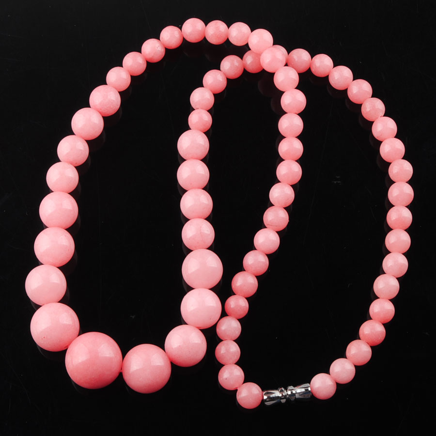 WOJIAER Natural Green Plum Olive Jade Necklace Gem Stone Graduated 6-14mm Round Beads Jewelry Necklaces 17.5" Strand Women BF300