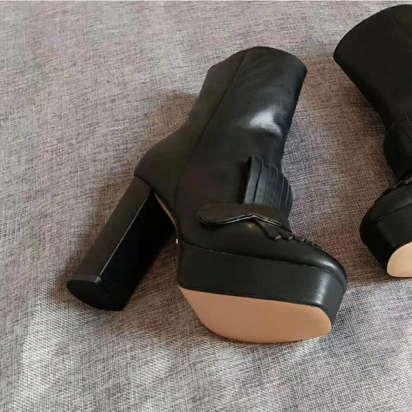 New `ArrivalTop Quality Letter Ribbon Metal Buckle Low Heel Short Boots Genuine Cowhide Leather Fashion Woman Pearl Boots 35-41