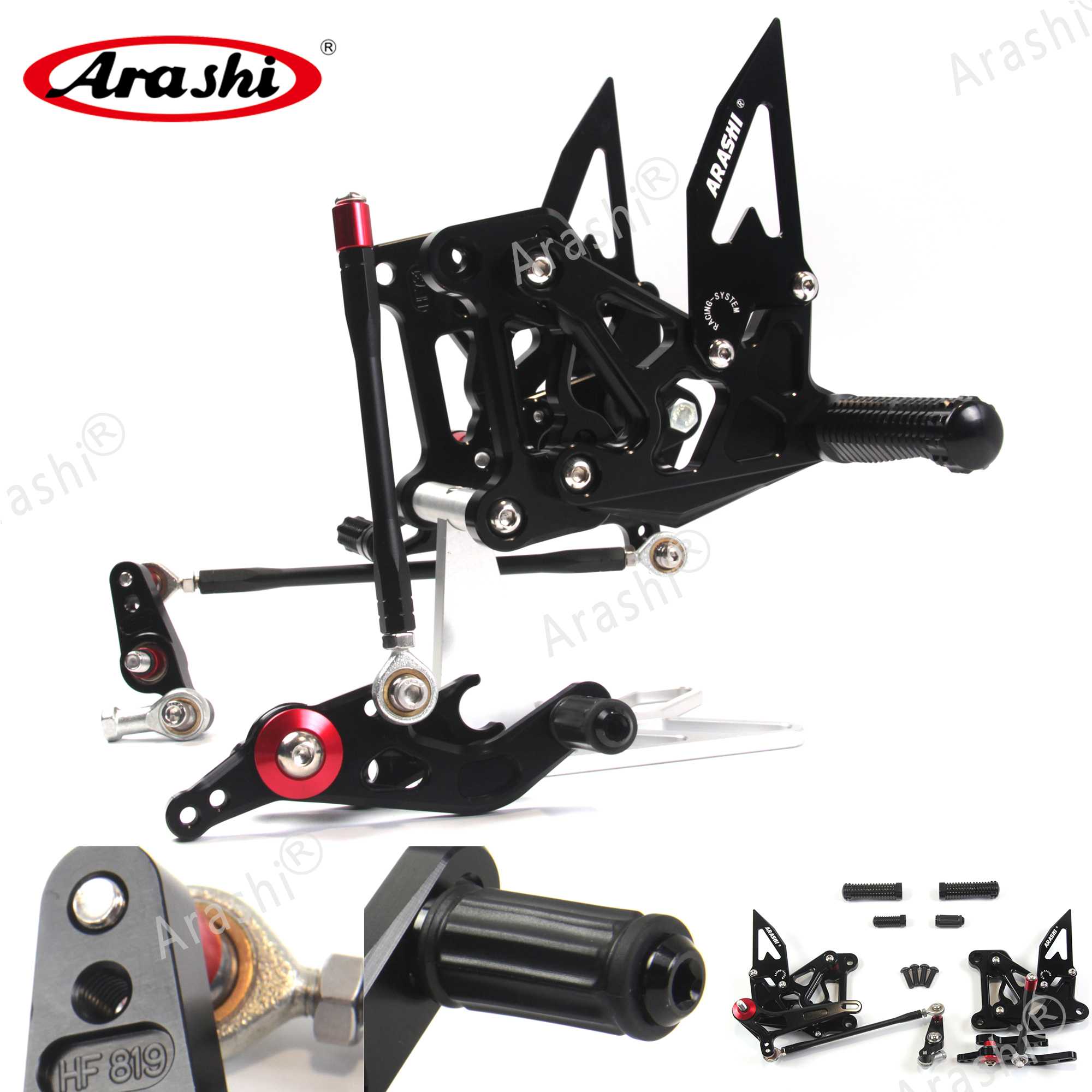 Arashi Adjustable Footrests Foot Pegs For MV AGUSTA Brutale 675 800 Dragster 2012 - 2015 2013 2014 Aluminum Rider Rearset