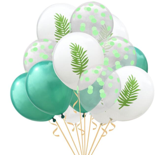 Hawaii Party Theme Balloons Set 12 inch Flamingo Pinapple Leave Printed Dot Balloons Party Decoration 15pcs/set