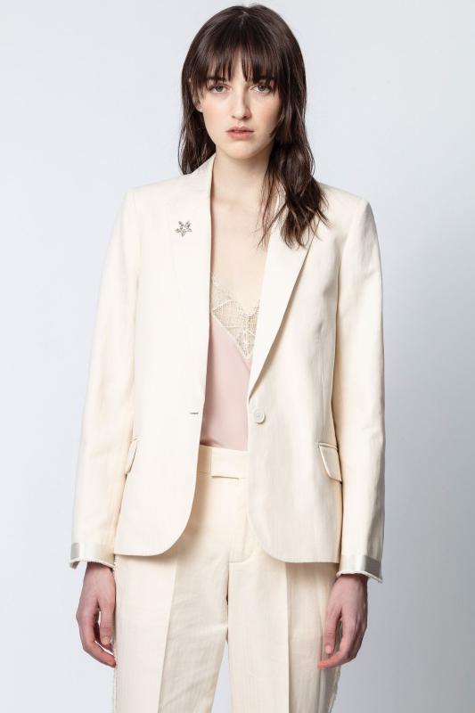 2020 summer Solid color star brooch temperament casual blazer office lady Weomen blazer one-button, Beige
2020 summer Solid color star brooch temperament casual blazer office lady Weomen blazer one-button, Beige