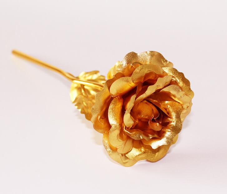 Gold Foil Plated Rose Golden Rose Gold Dipped Flore Artificiales Gold Rose Artificial Flower Wedding Decoration