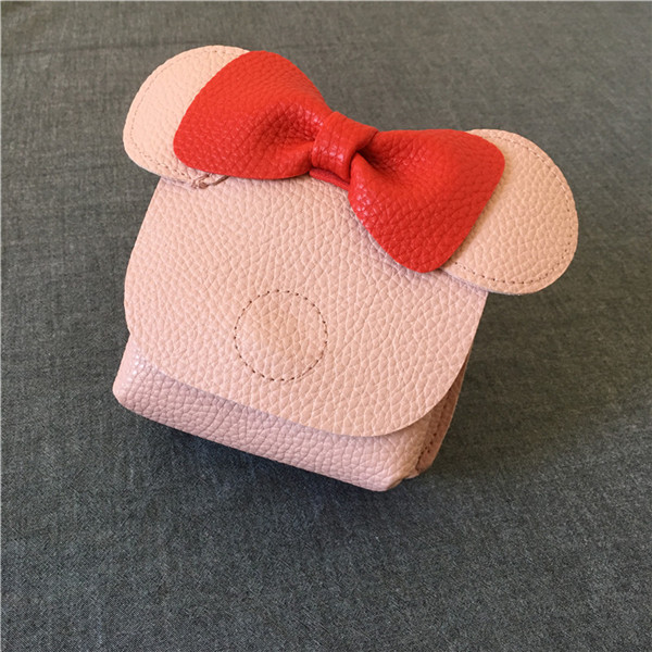 Monsisy Girl Coin Purse Children Wallet Kid Small Change Purse Money Bag Toddler Coin Box Pouch Mouse Head Bow Baby Mini Handbag